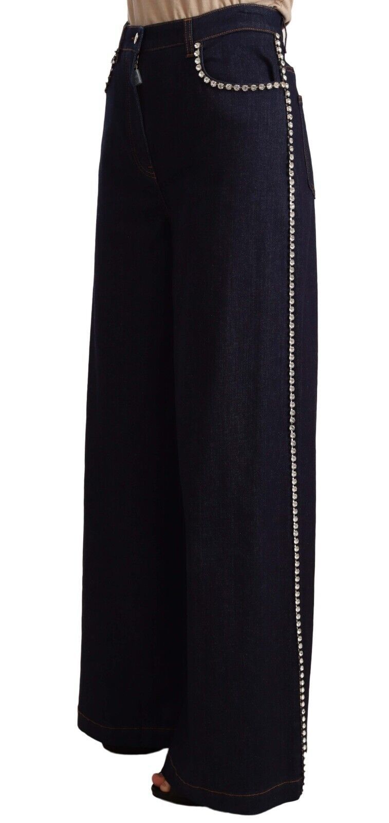 Eleganti jeans a zampa blu scuro