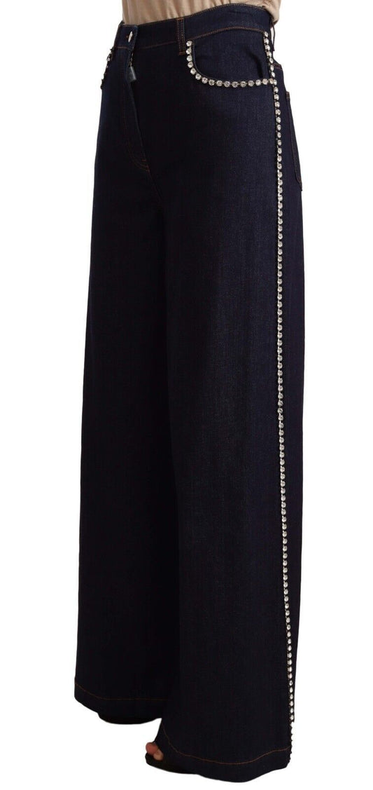 Eleganti jeans a zampa blu scuro