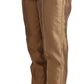 Eleganti pantaloni affusolati in seta color oro