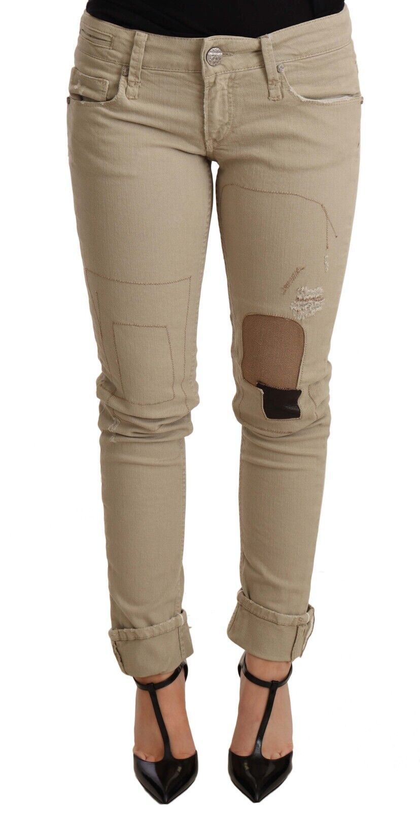 Jeans slim fit chic in cotone beige