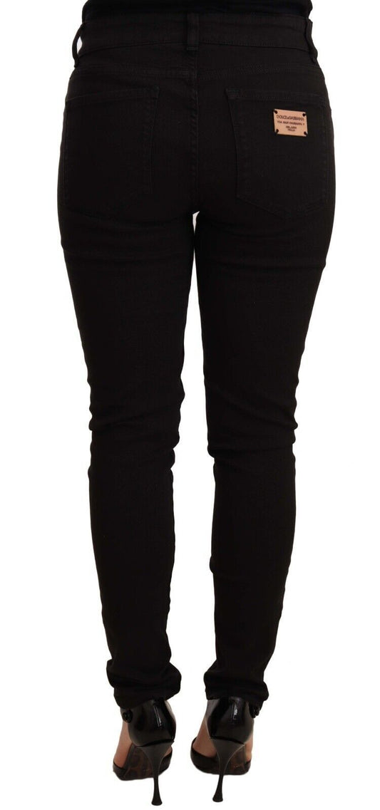 Jeans skinny neri chic a vita media