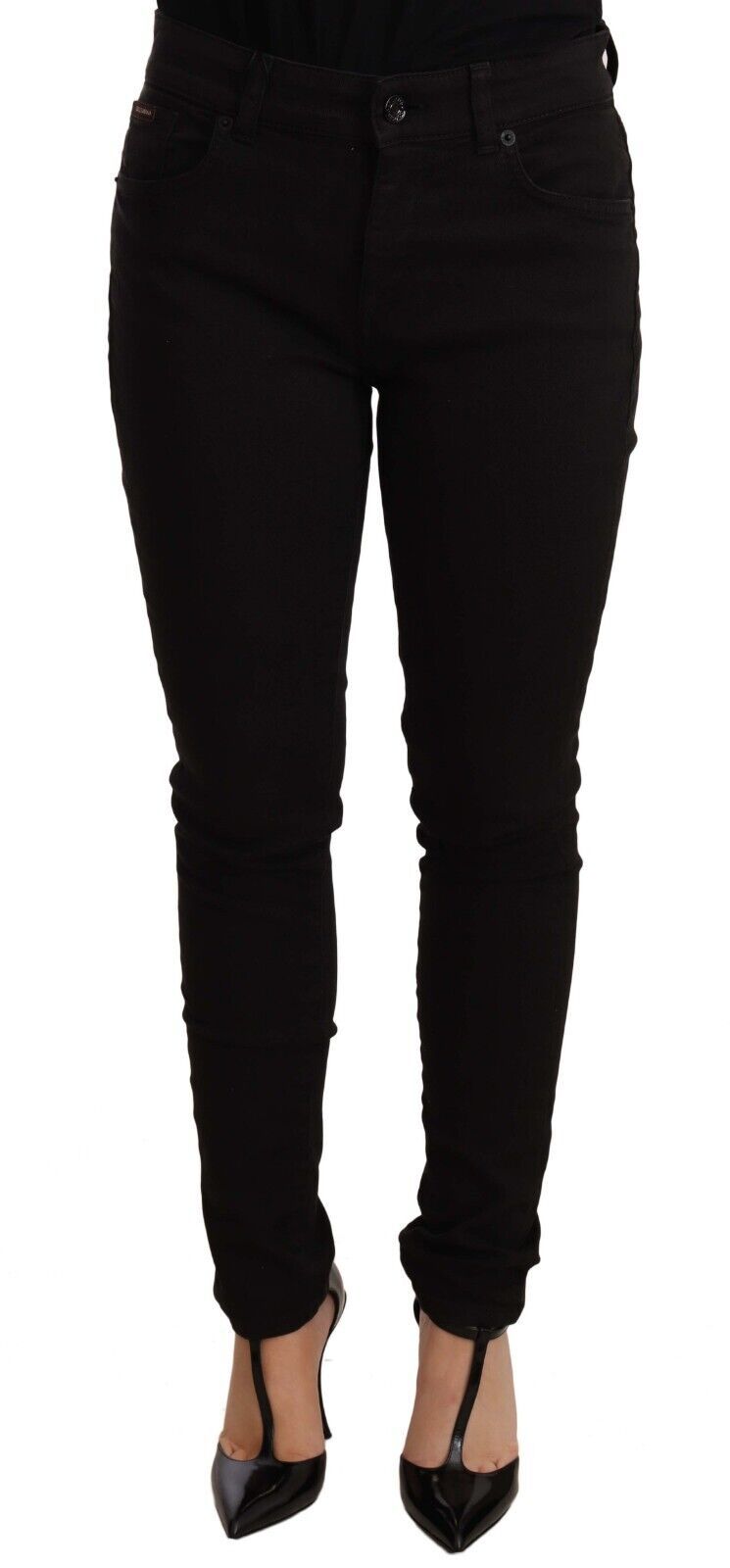 Jeans skinny neri chic a vita media