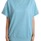 Elegante maglia girocollo in cotone blu