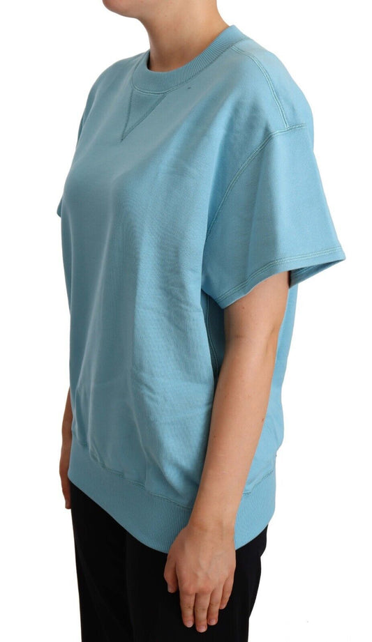 Elegante maglia girocollo in cotone blu