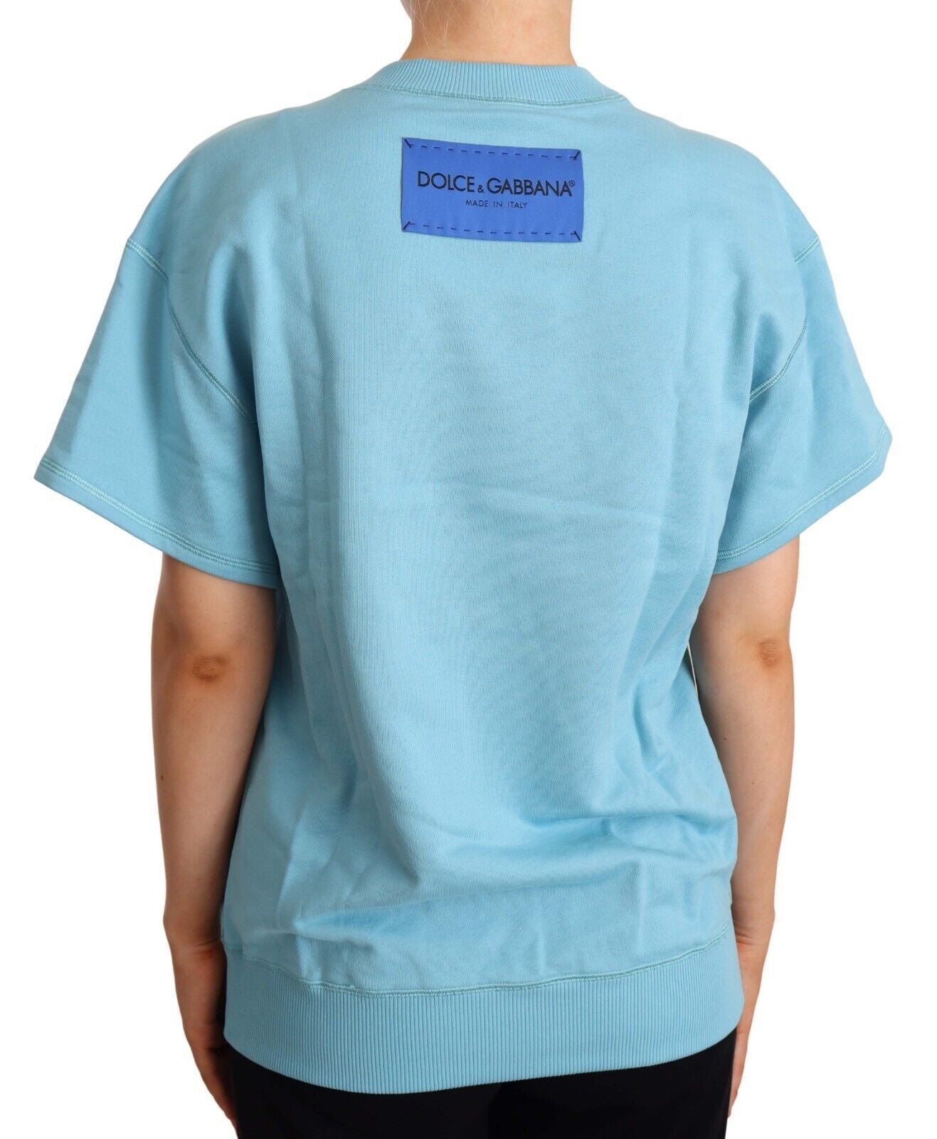 Elegante maglia girocollo in cotone blu