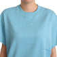 Elegante maglia girocollo in cotone blu
