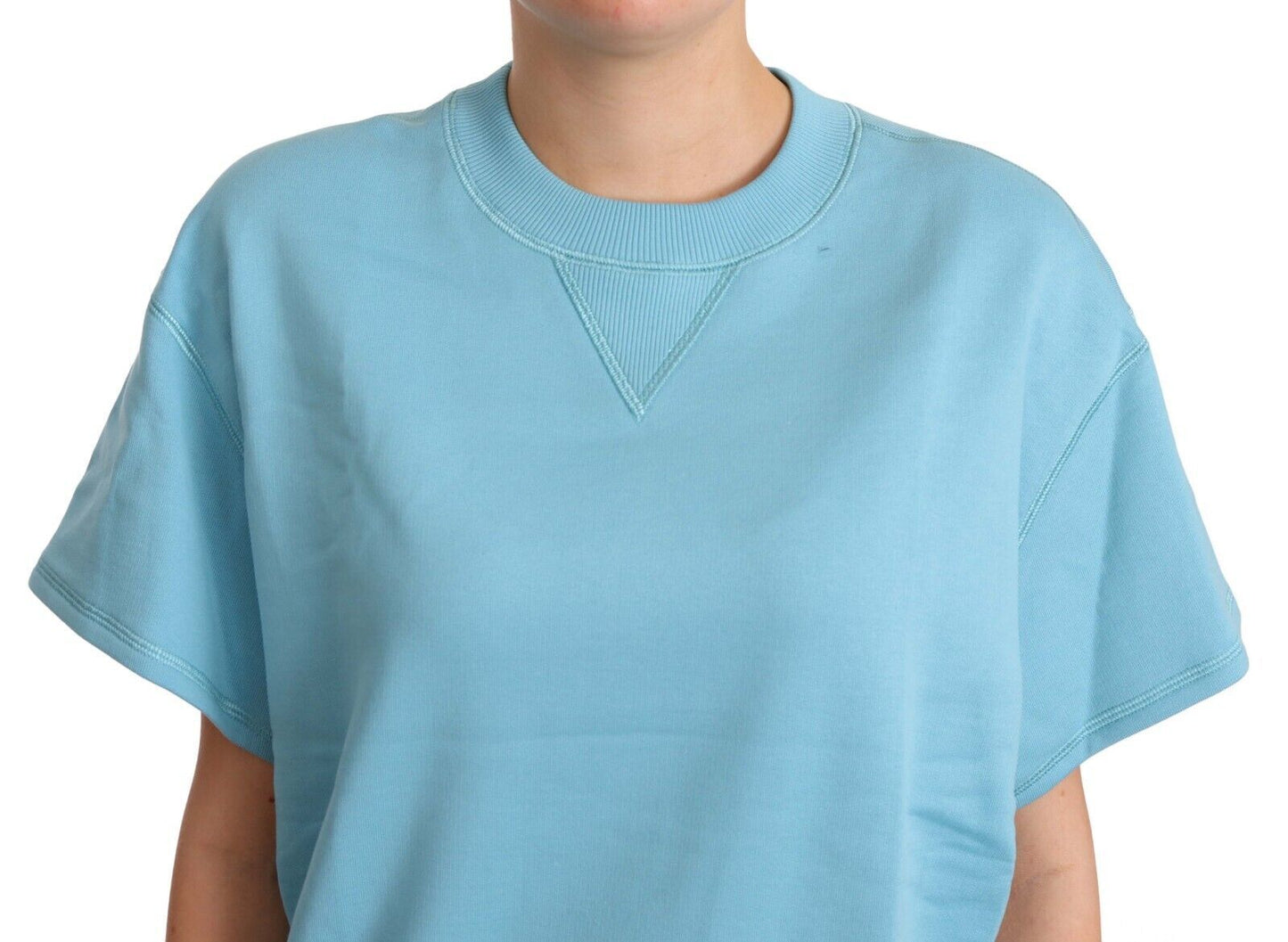 Elegante maglia girocollo in cotone blu