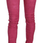 Pantaloni skinny a vita media rosa chic