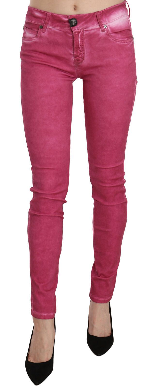 Pantaloni skinny a vita media rosa chic