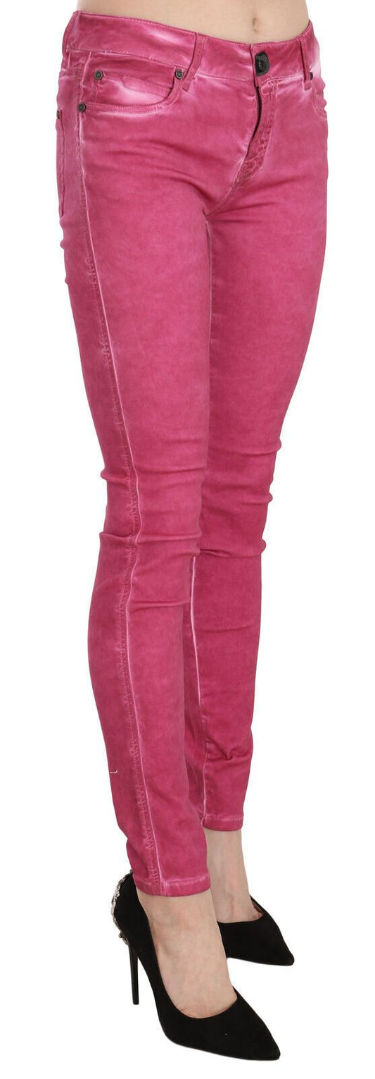 Pantaloni skinny a vita media rosa chic
