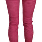 Pantaloni skinny a vita media rosa chic