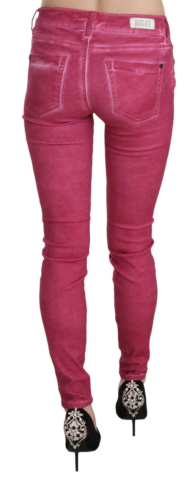 Pantaloni skinny a vita media rosa chic