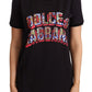 Elegante maglietta in cotone nero con logo