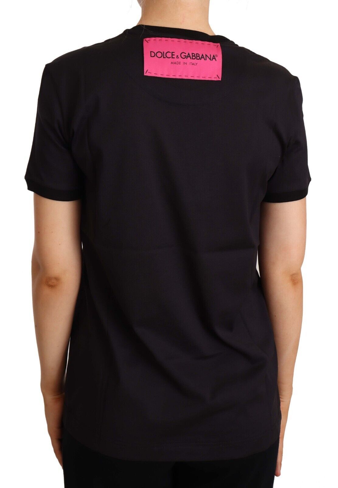 Elegante maglietta in cotone nero con logo