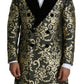 Gold Black Sicilia Jacquard Double-Breasted Coat