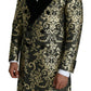 Gold Black Sicilia Jacquard Double-Breasted Coat