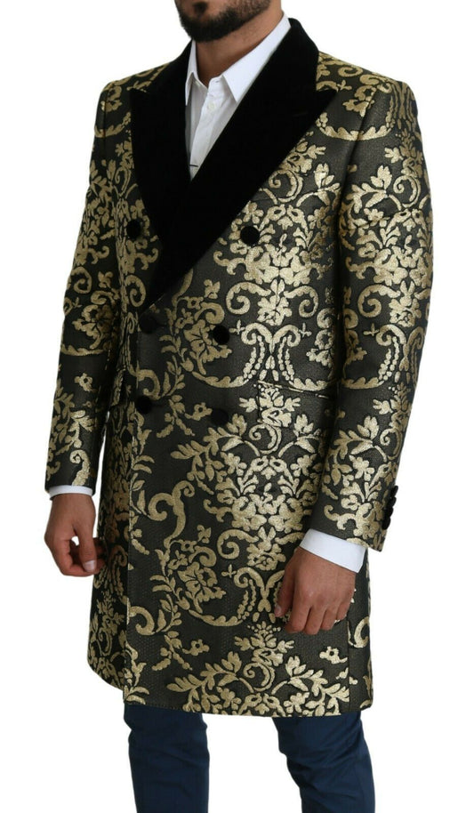 Cappotto doppiopetto jacquard Sicilia nero oro