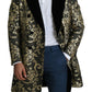 Gold Black Sicilia Jacquard Double-Breasted Coat