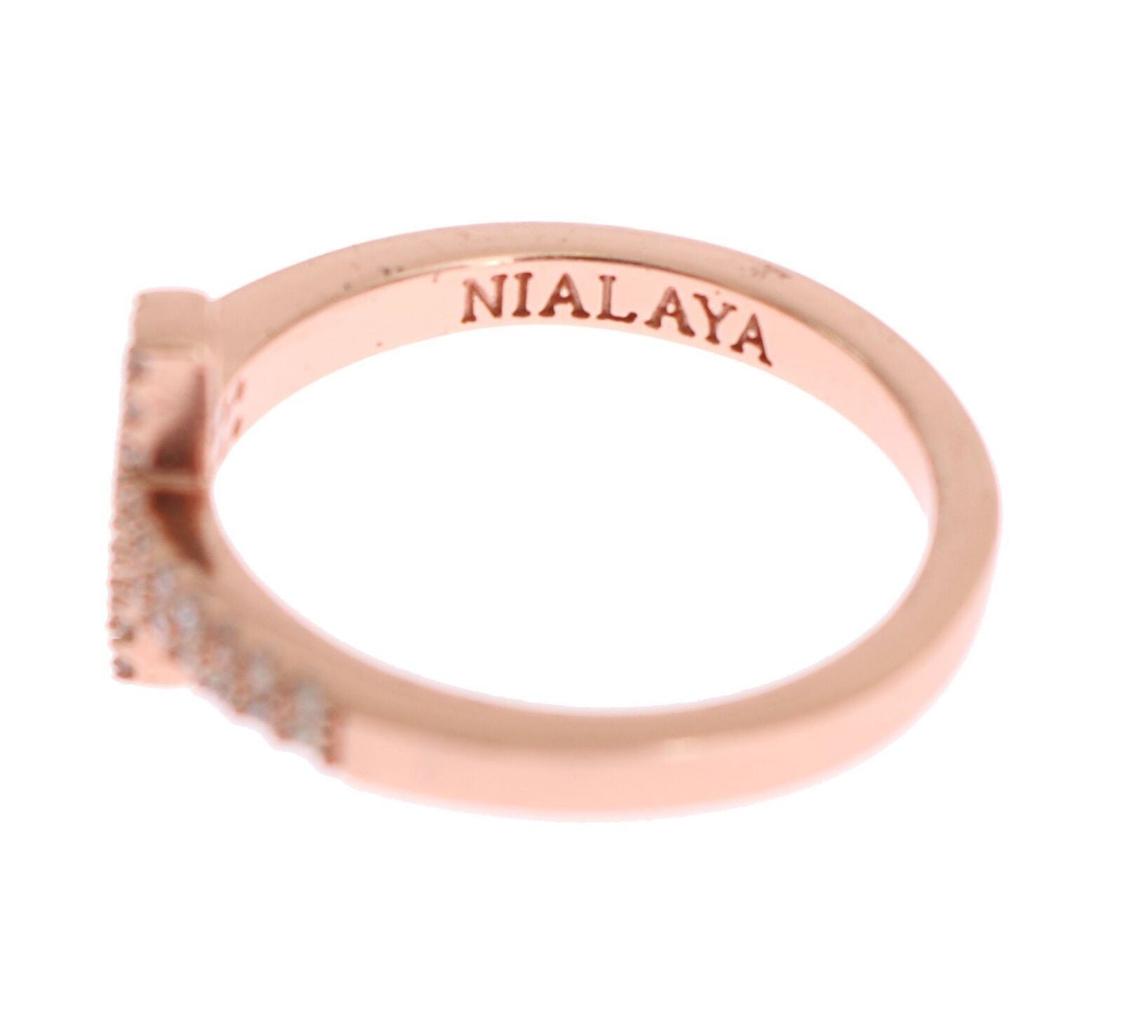 Elegante anello in argento tempestato di cristalli rosa