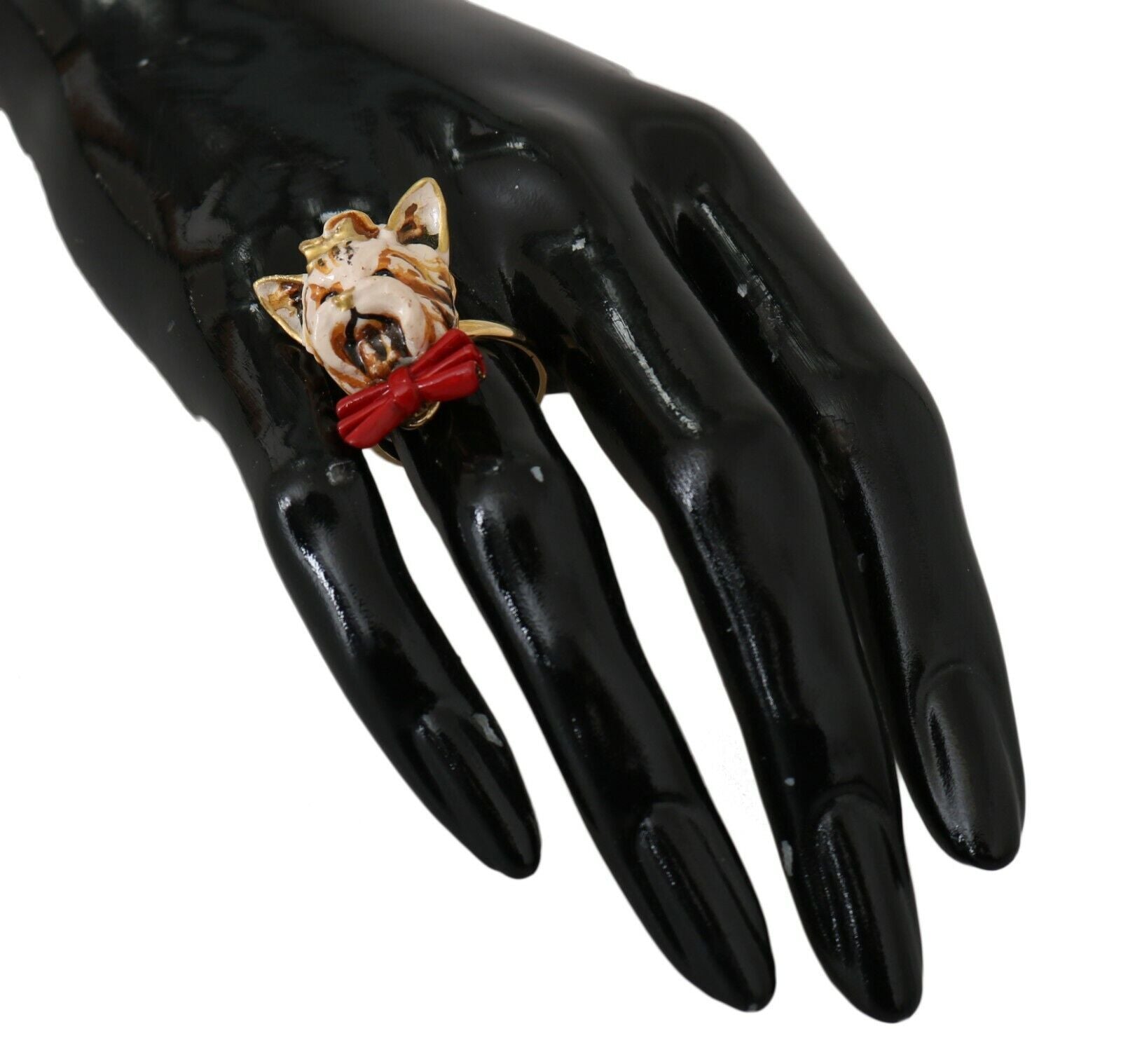 Elegante anello color oro ispirato ai cani