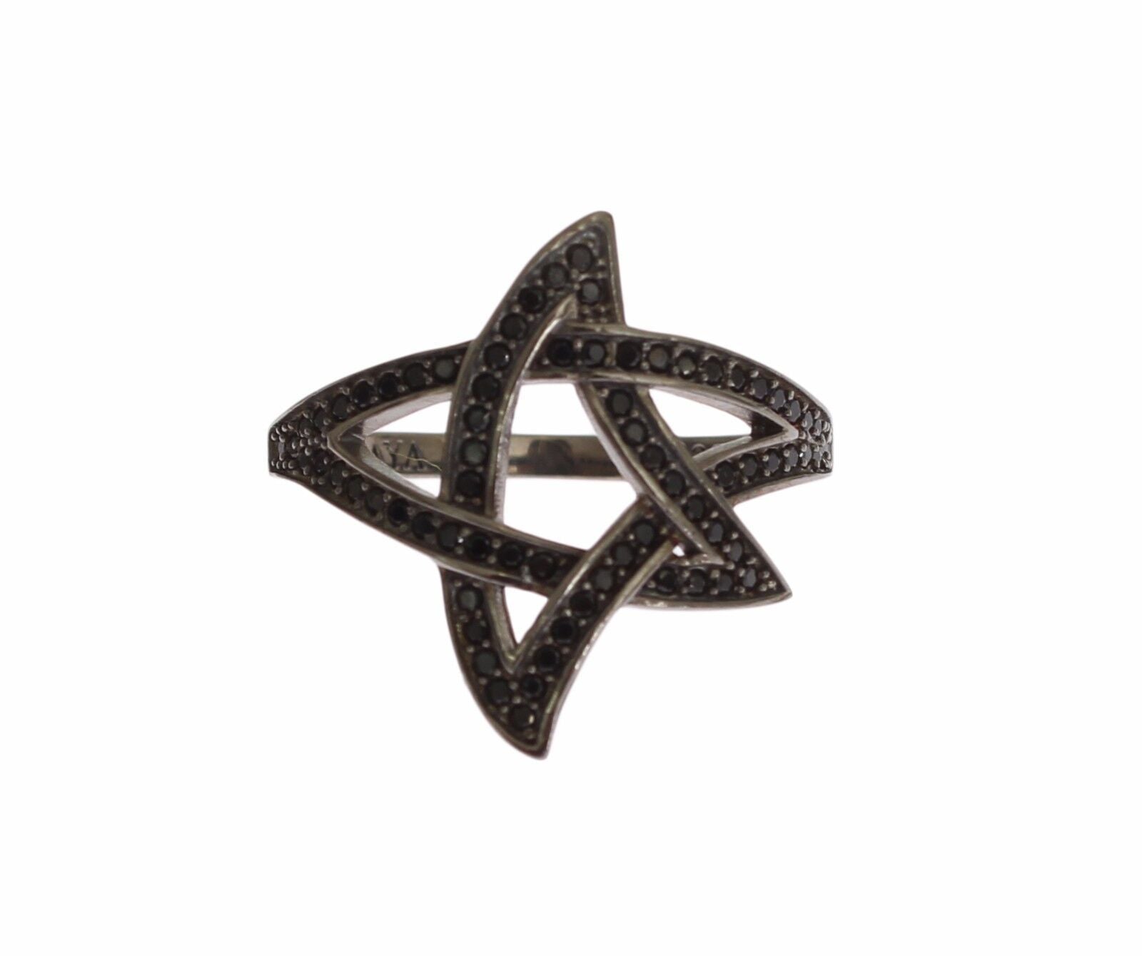 Anello chic in argento rodiato nero con cristalli CZ