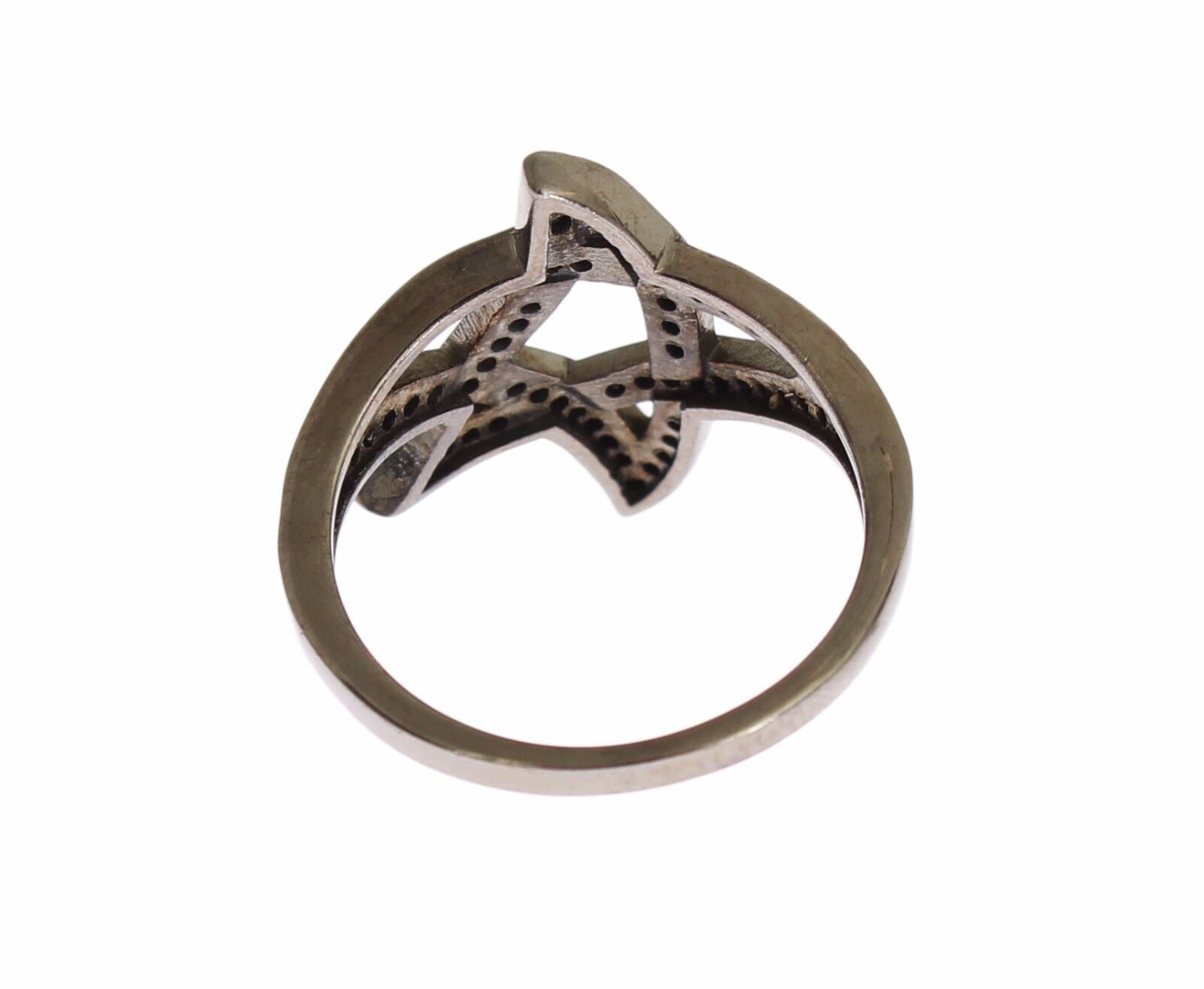 Anello chic in argento rodiato nero con cristalli CZ