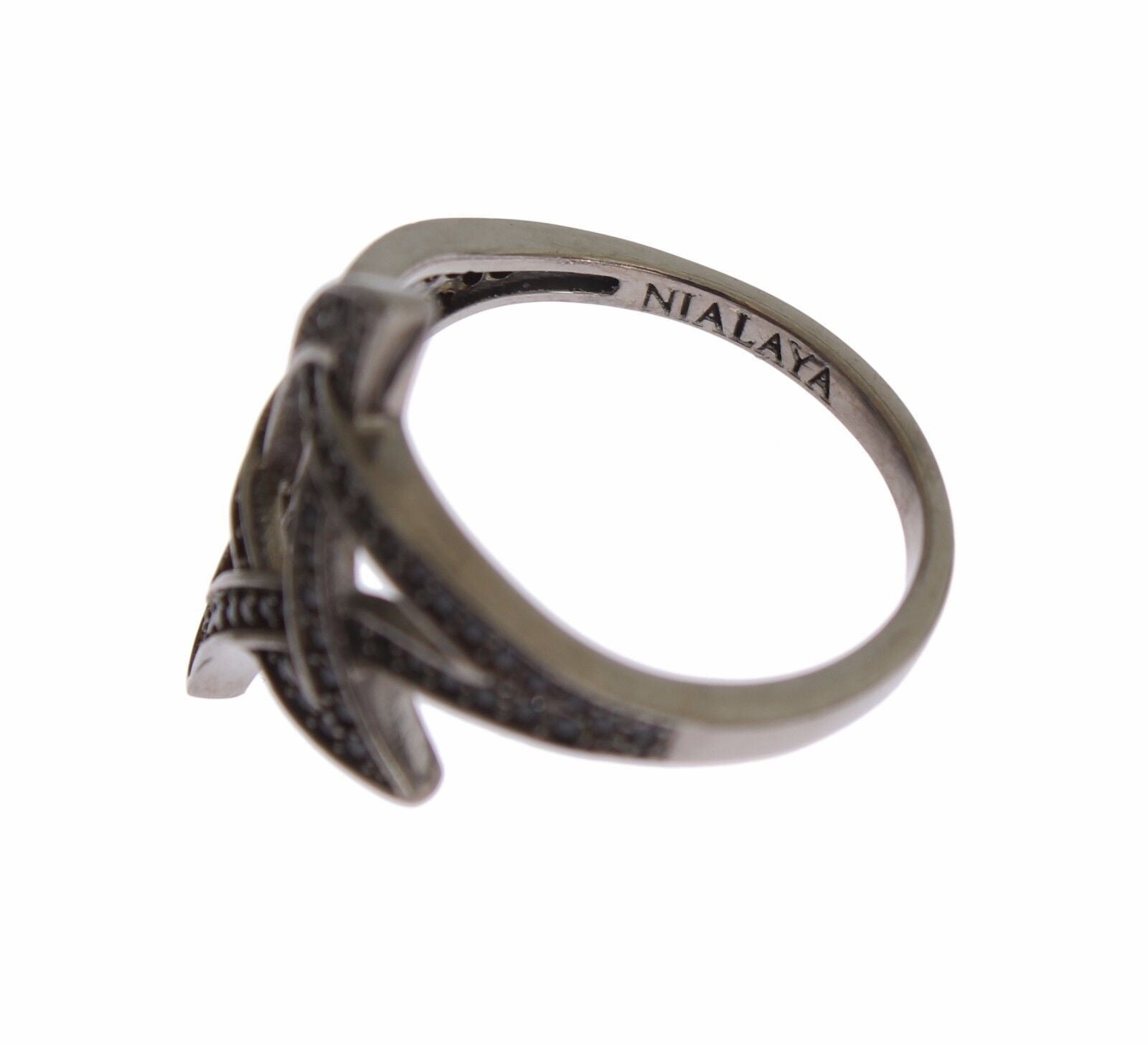 Anello chic in argento rodiato nero con cristalli CZ