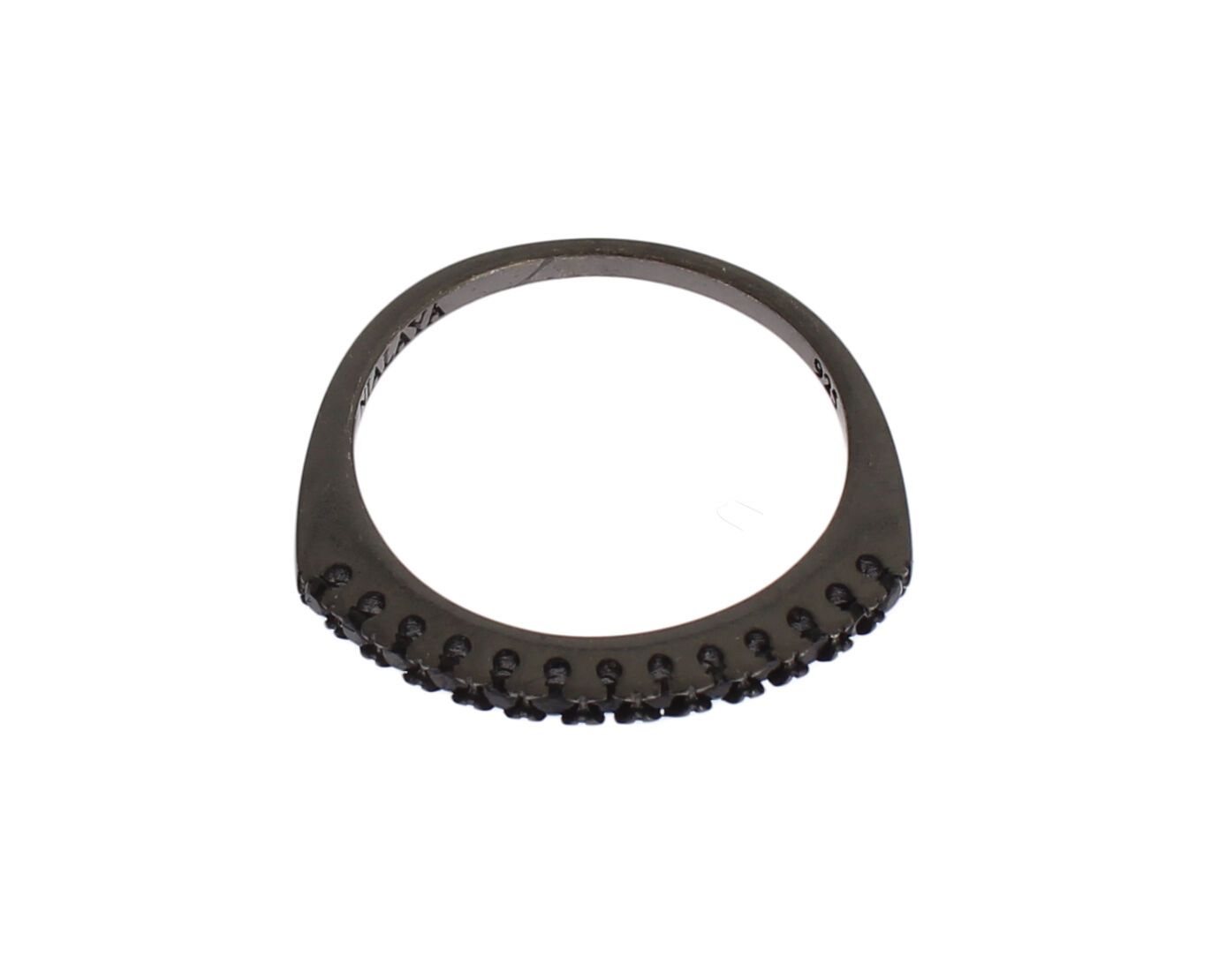 Elegante anello in argento sterling con cristallo nero