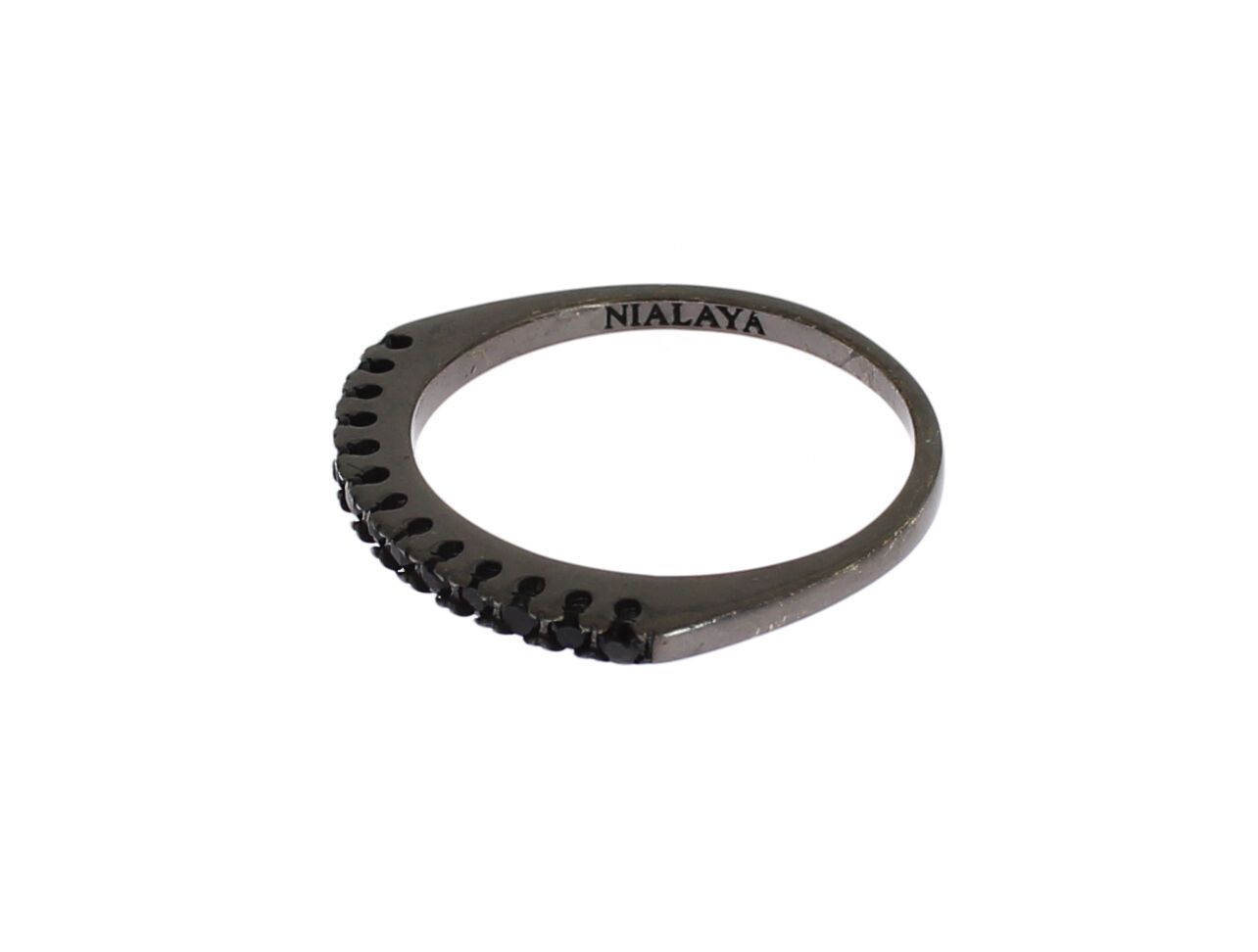 Elegante anello in argento sterling con cristallo nero