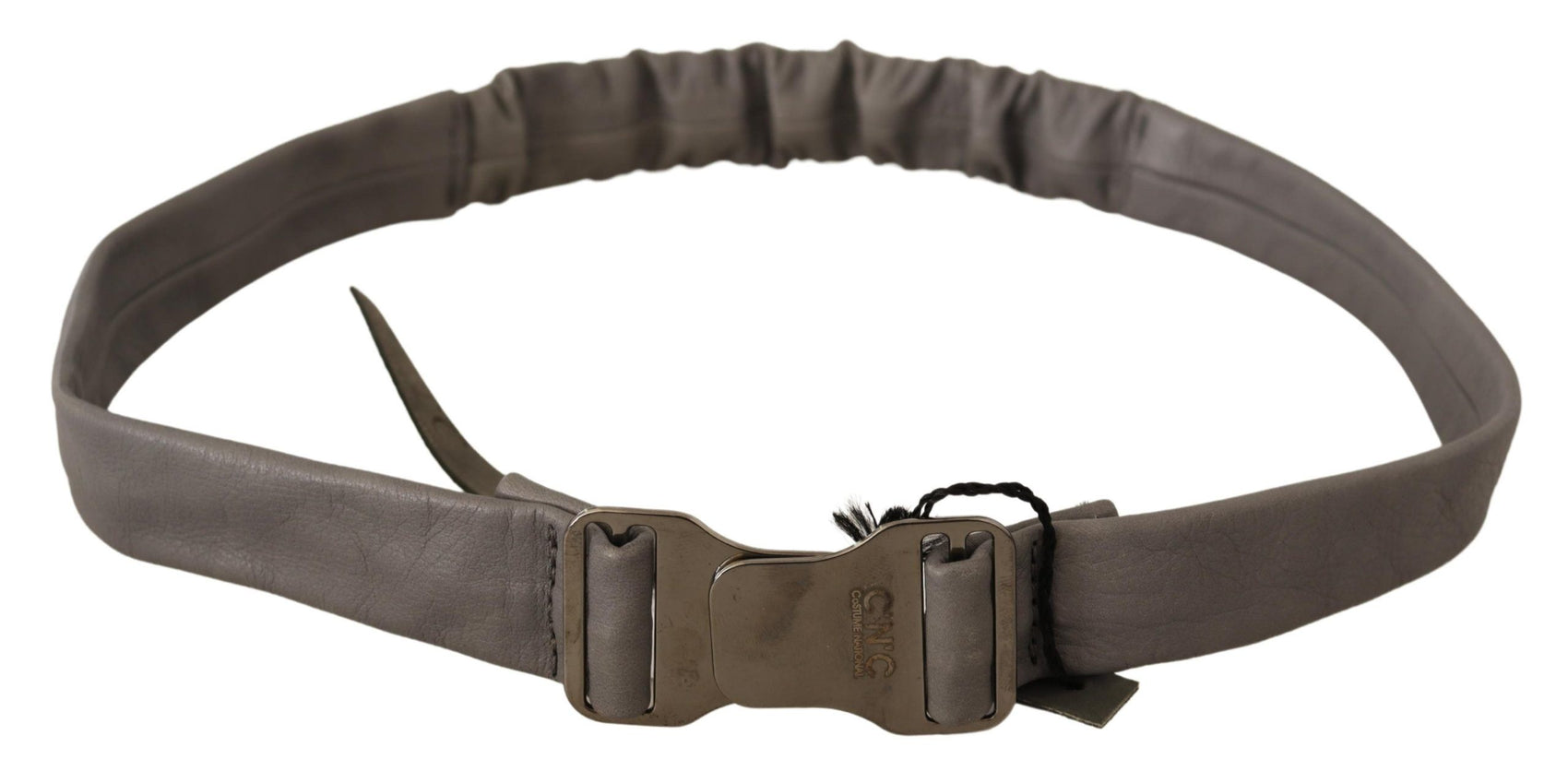 Eleganter grauer Leder-Modegürtel