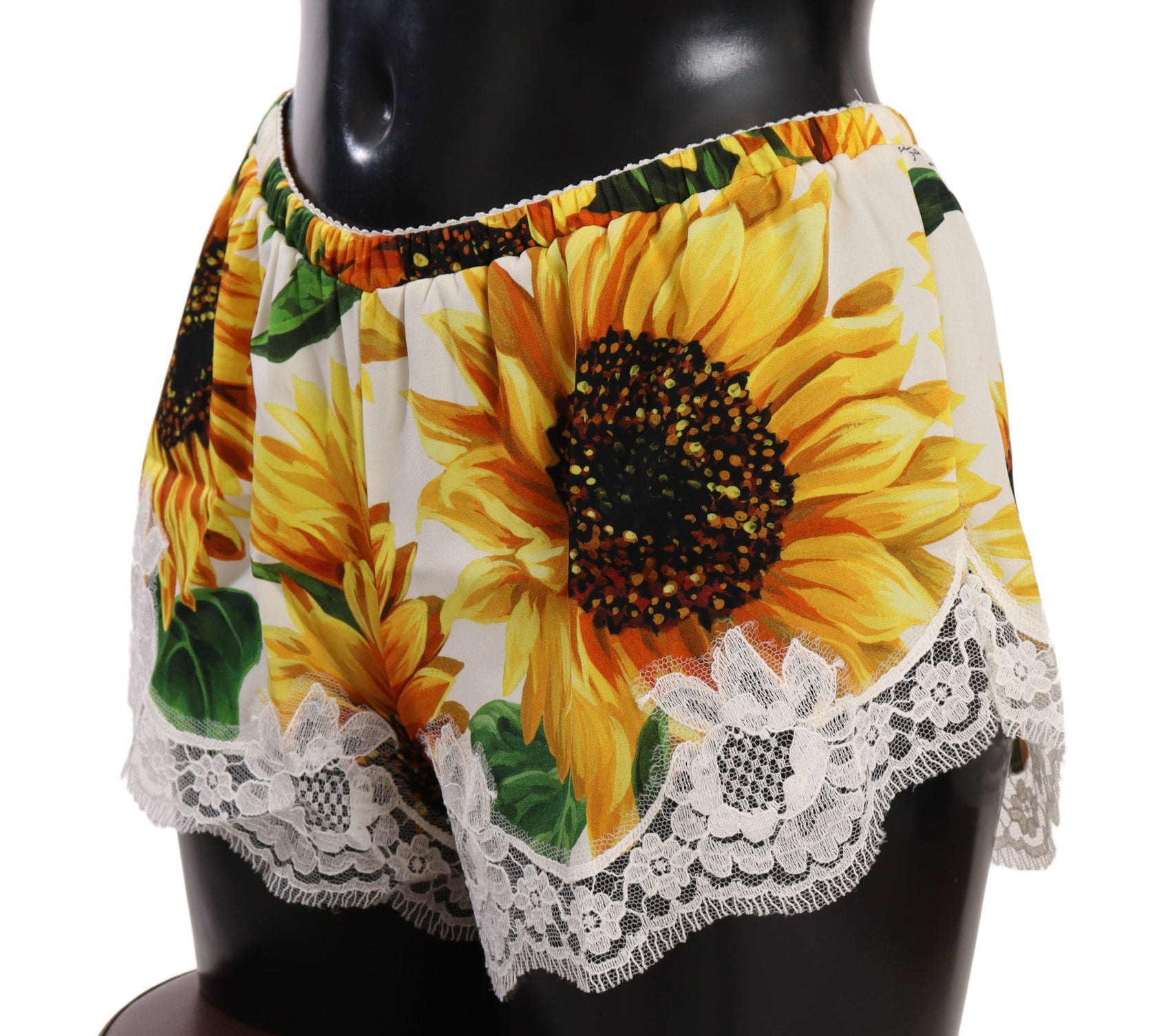 Dessous-Shorts mit Sonnenblumenspitze – Seidenmischung