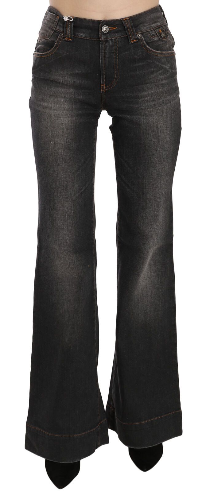 Jeans svasati a vita media snelli neri
