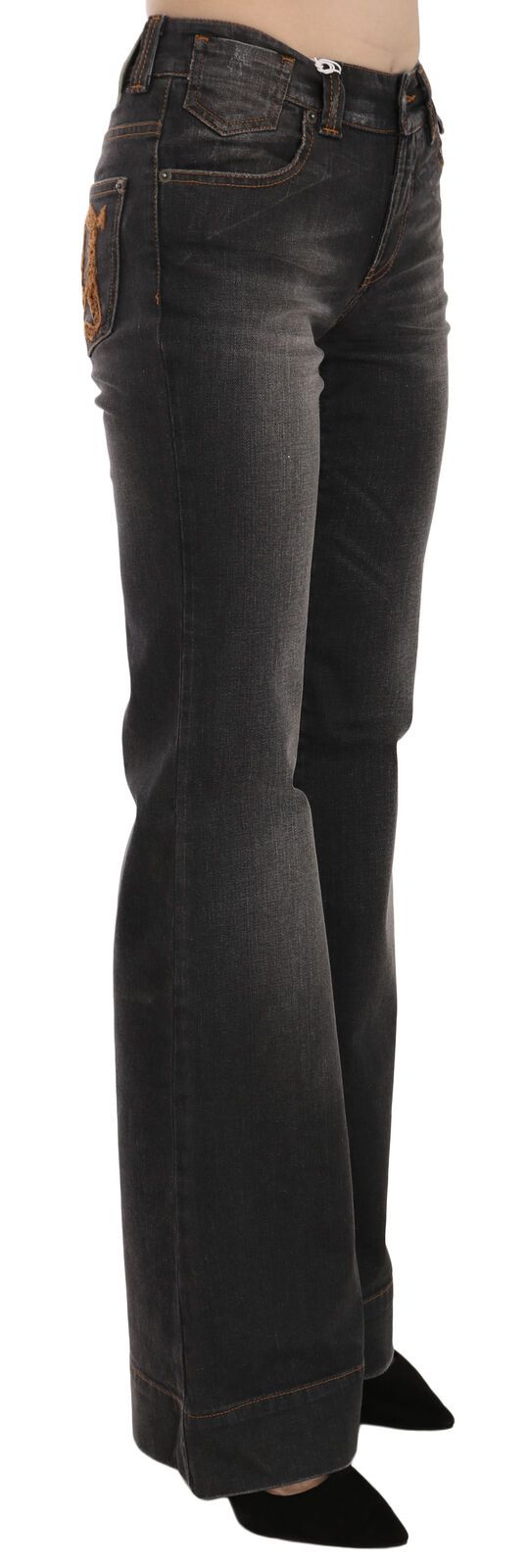 Jeans svasati a vita media snelli neri