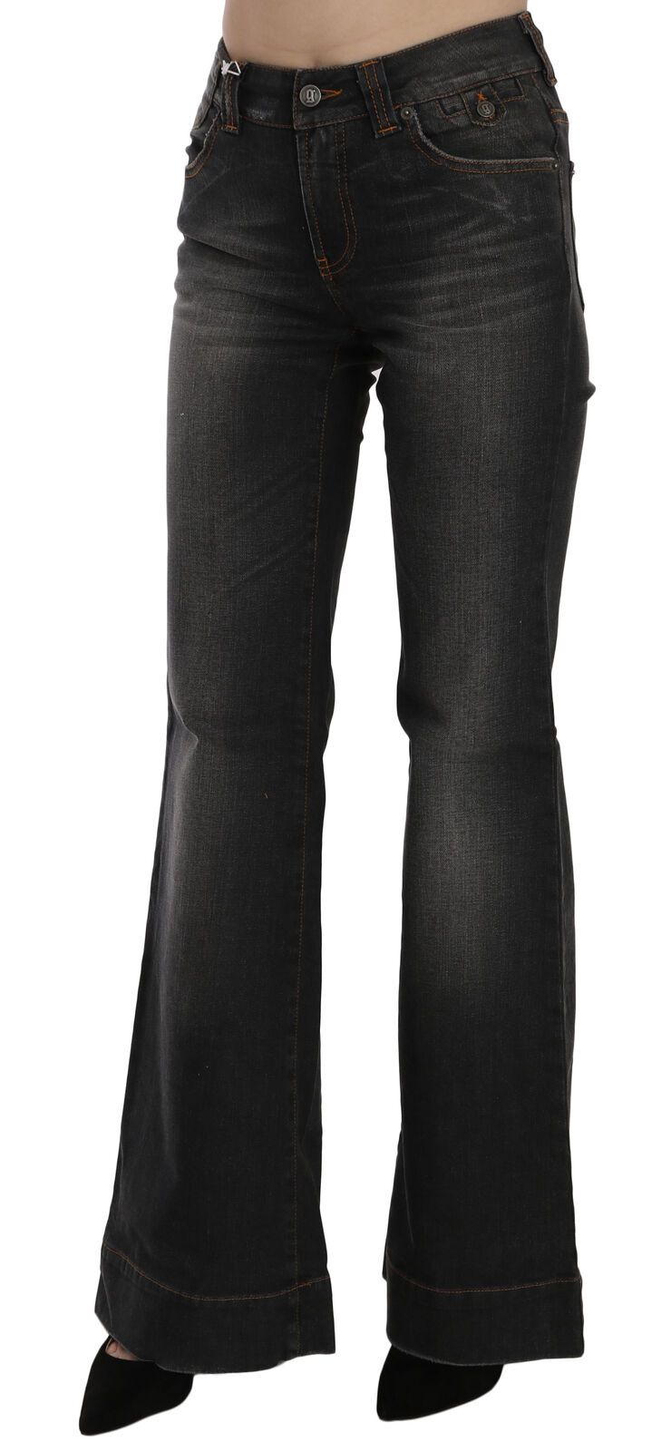Jeans svasati a vita media snelli neri