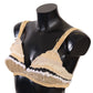 Top corto all'uncinetto beige chic