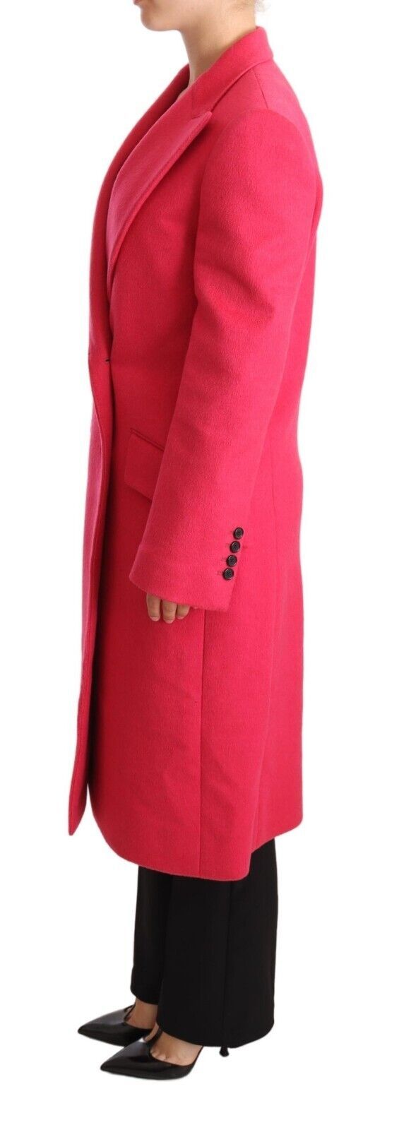 Elegante cappotto rosa in lana e cashmere