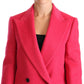 Elegant Pink Wool-Cashmere Coat