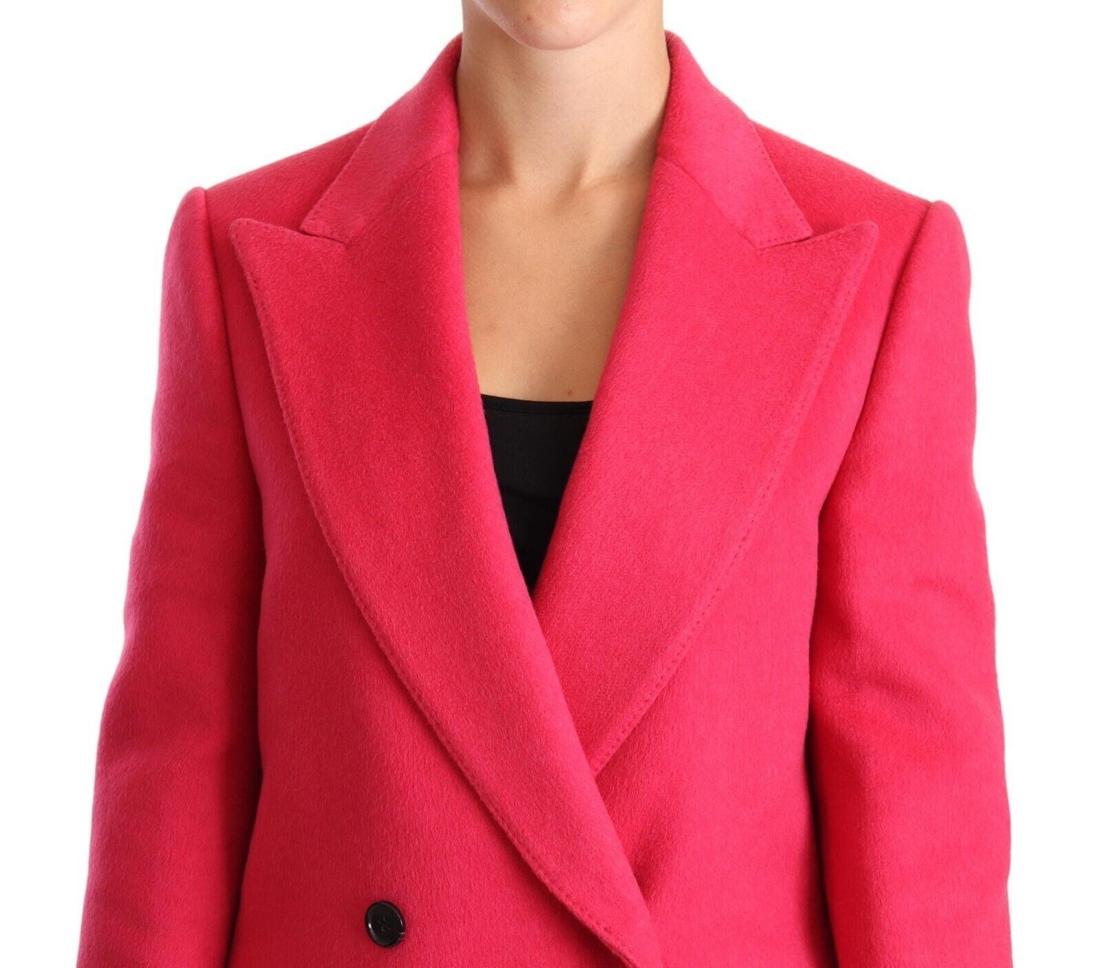 Elegante cappotto rosa in lana e cashmere