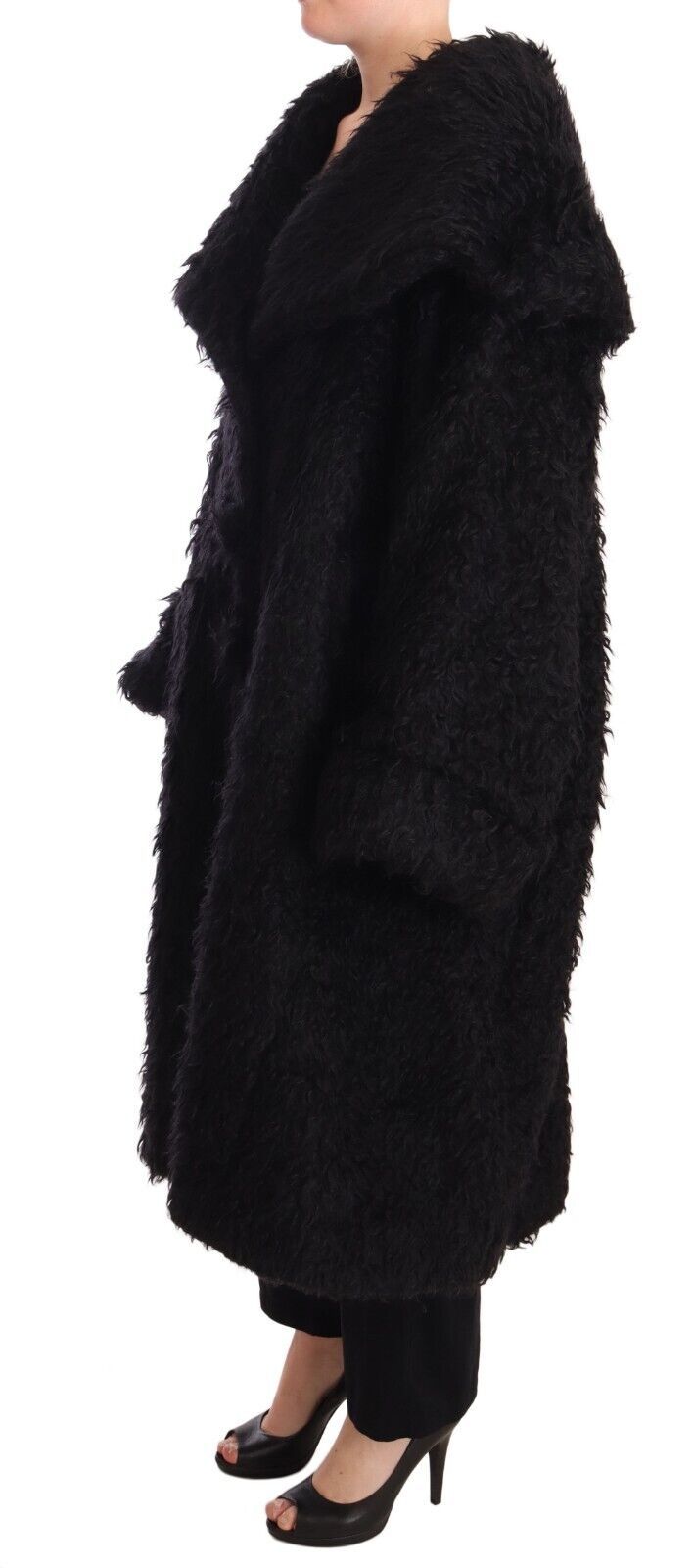 Giacca trench con mantello in pelliccia da passerella elegante