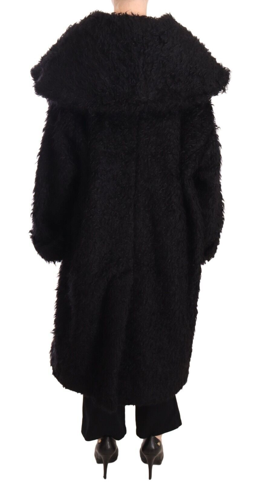 Giacca trench con mantello in pelliccia da passerella elegante