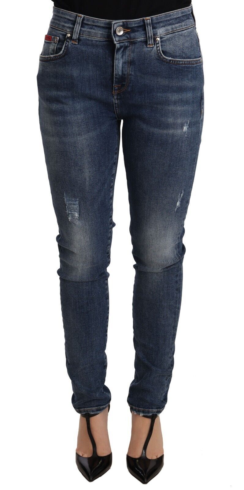 Eleganti jeans skinny slim fit effetto used