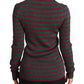 Eleganter Pullover mit Rundhalsausschnitt und Streifen in Kastanienbraun und Grün