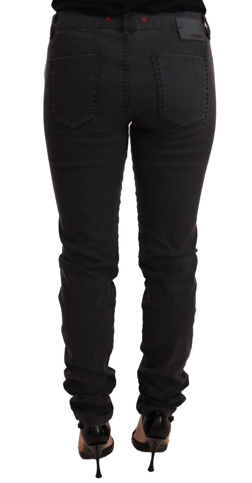 Chic vita media skinny denim nero