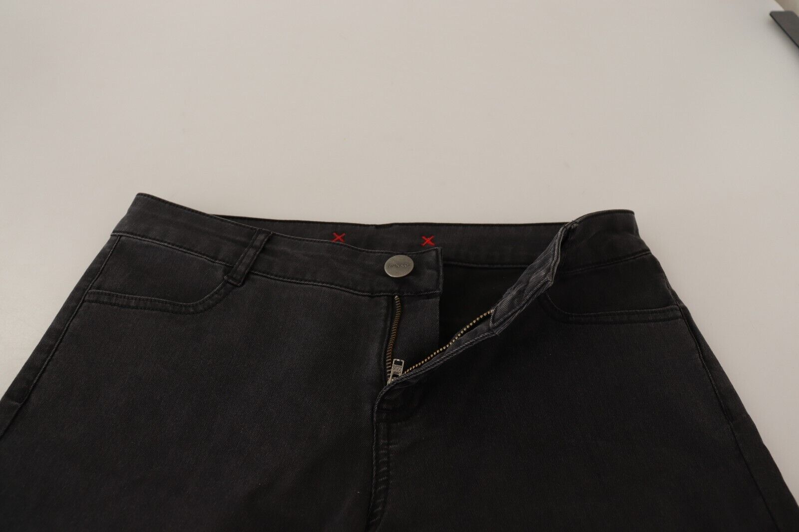 Chic vita media skinny denim nero