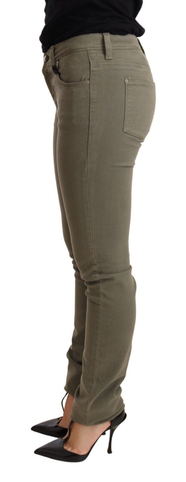 Schicke grüne Skinny Jeans mit niedriger Taille