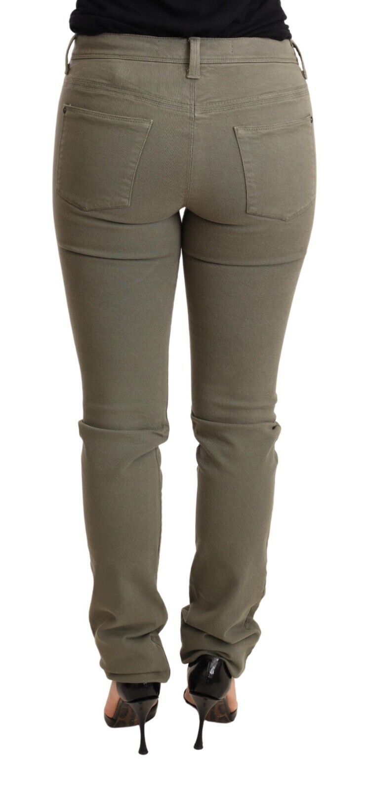 Schicke grüne Skinny Jeans mit niedriger Taille