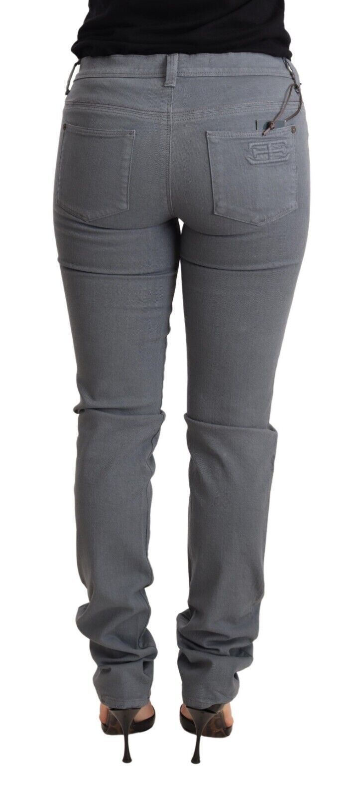 Elegante, graue Skinny Jeans mit niedriger Taille