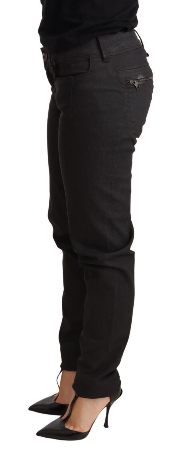 Schicke schwarze Skinny Jeans mit niedriger Taille