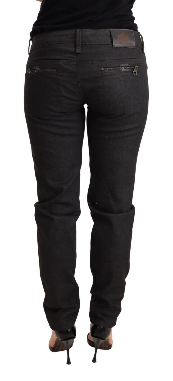 Schicke schwarze Skinny Jeans mit niedriger Taille
