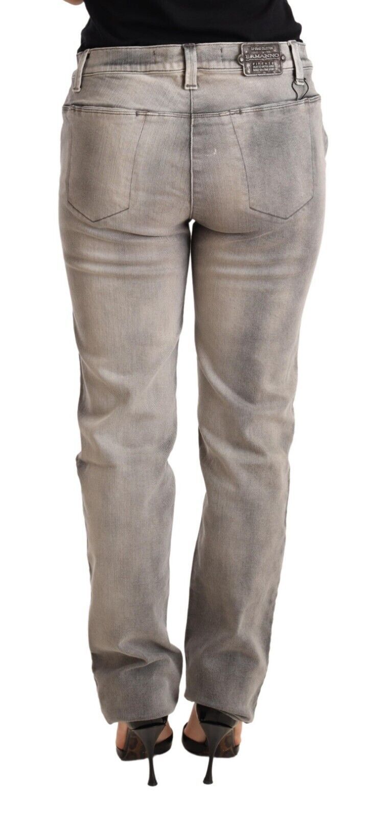 Schicke grau verwaschene Skinny Jeans mit niedriger Taille